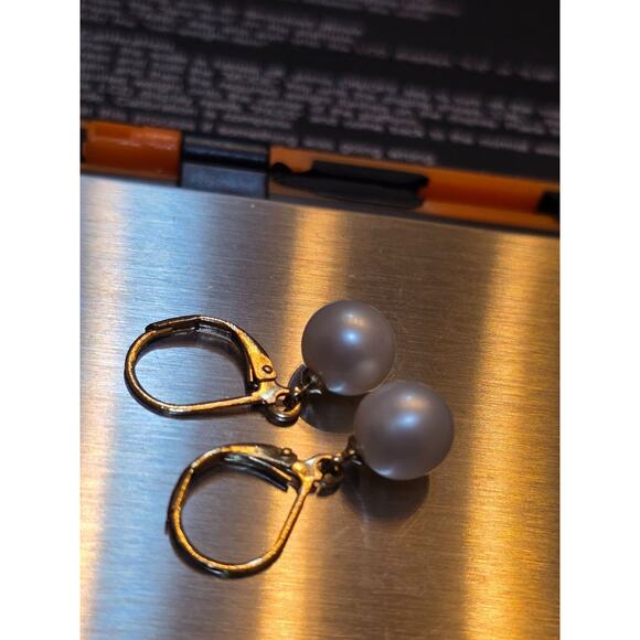 14K Gold & Pearl Drop Earrings 1" 2.64g - Picture 7 of 12